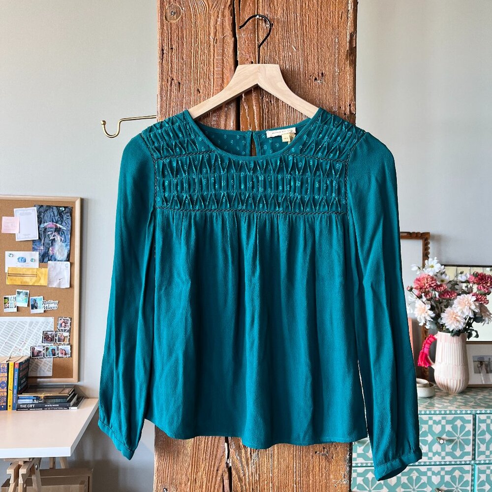 XXS Teal blouse - Meadow Rue, Anthropologie